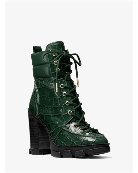 michael kors ridley crocodile embossed leather lace-up boot stores|michael kors leather boots.